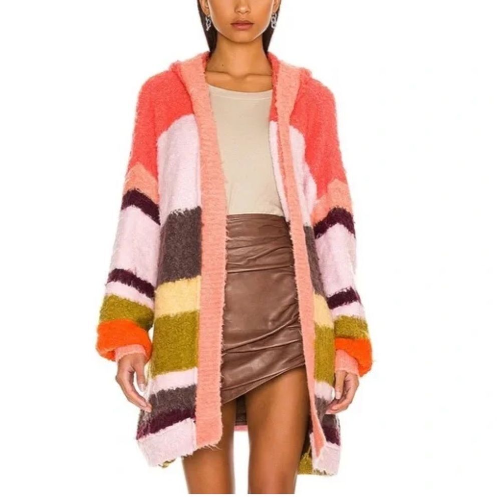 FREE PEOPLE DREAM TEAM CARDI CARDIGAN SWEATER STRIPED size medium